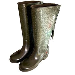 Coach Tudor Shiny Signature Rainboots Sz 8 FG1876